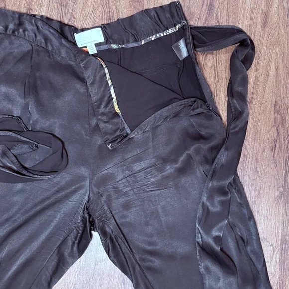 ett:twa by Anthropologie Black Satin Tie High Waist Pants Size 12 - Picture 7 of 7